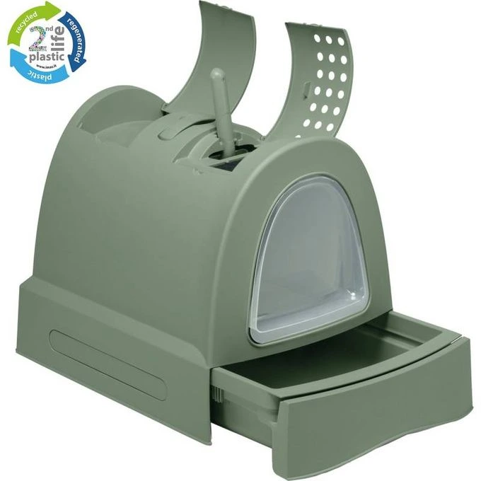Bac à litière fermé avec plateau rétractable pour chat Bac à litière fermé avec plateau rétractable pour chat