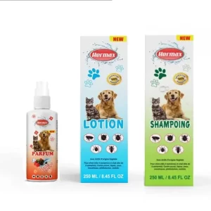 Shampoing + spray anti parasitaire + parfum pour chien et chat