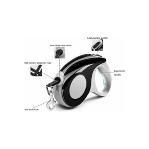 Laisse rétractable pour chien 5 m – poignée ergonomique